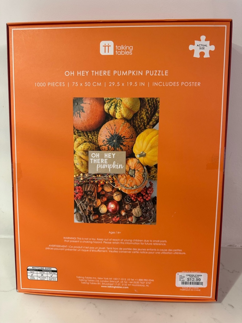 Oh Hey There Pumpkin Puzzle 1000 Pc 29.5 x 19.5" Perfectly Puzzling Autumn Fall - Picture 2 of 5